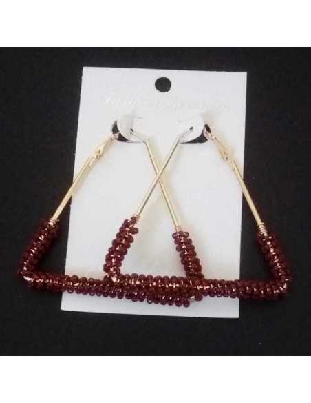 Boucles d'oreilles créoles triangles avec perles