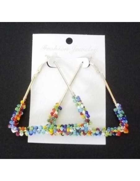 Boucles d'oreilles créoles triangles avec perles