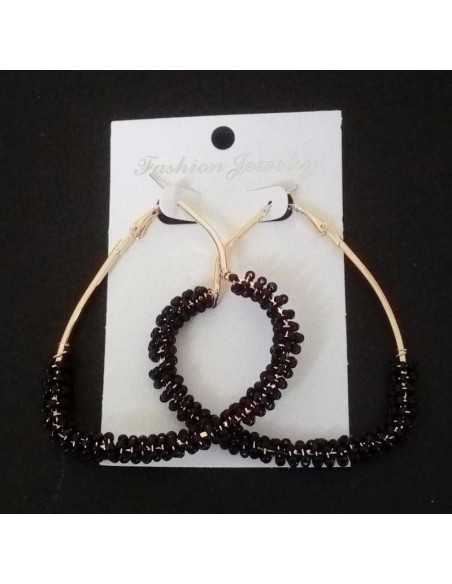 Boucles d'oreilles créoles difformes géométriques à perles