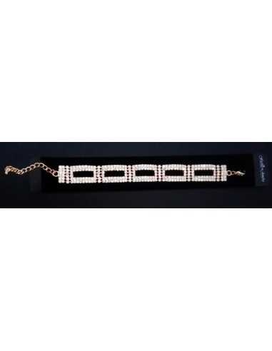 Bracelet strass souple motif éléments géométriques