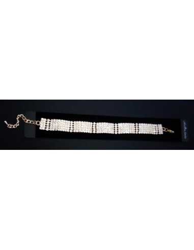 Bracelet strass souple motif éléments géométriques rectangles