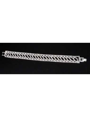Bracelet strass manchette souple effet reliefs pour soirée