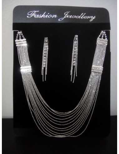 Parure soirée collier multirangs + boucles d'oreilles