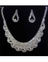 Parure soirée collier strass ras de cou à ondulations + boucles