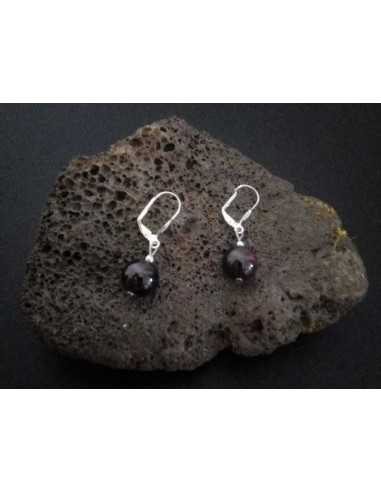 Boucles d'oreilles grenat pierre boule 10 mm