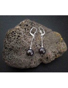 Boucles d'oreilles grenat boules pendantes 4 cm