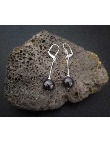 Boucles d'oreilles grenat boules pendantes 4 cm