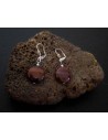 Boucles d'oreilles rondes plates oeil de boeuf pierre naturelle 1.8 cm