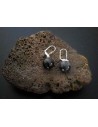 Boucles d'oreilles quartz inclusion de tourmaline pierres boules 1.2 cm