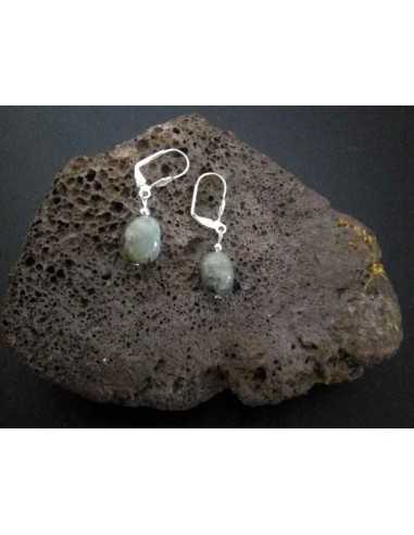 Boucles d'oreilles labradorite larkivite pierre naturelle 1 cm