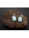 Boucles d'oreilles Aigue-marine gouttes pierre naturelle 1.5 cm