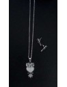 Parure acier collier pendentif hibou avec boucles d'oreilles