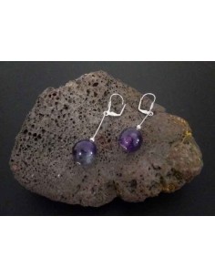 Boucles d'oreilles améthyste pendantes 4 cm