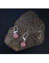 Boucles d'oreilles quartz rose lavande pierres boules 10 mm