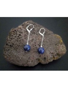 Boucles d'oreilles lapis-lazuli boules pendantes 4 cm