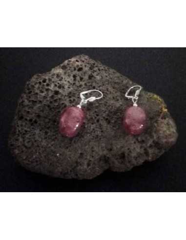 Boucles d'oreilles quartz rose lavande 1.5 cm