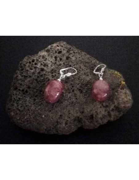 Boucles d'oreilles quartz rose lavande 1.5 cm