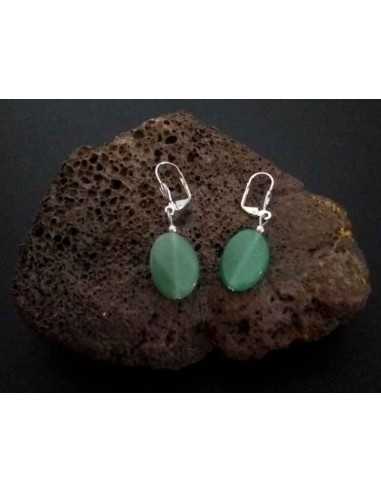 Boucles d'oreilles aventurine ovales 2 cm