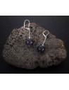 Boucles d'oreilles pierre du soleil noire boules pendantes 4 cm