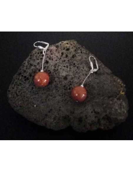 Boucles d'oreilles pierre de soleil perles pendantes 4 cm