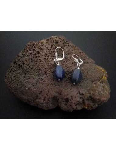 Boucles d'oreilles lapis-lazuli pierre tambour