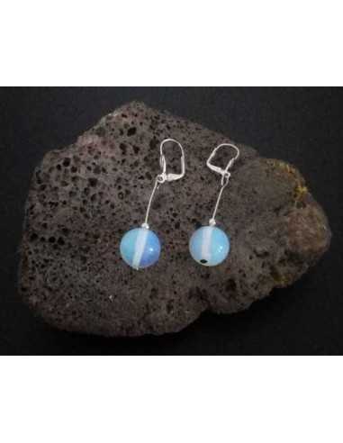Boucles d'oreille pierre opale pendantes boules