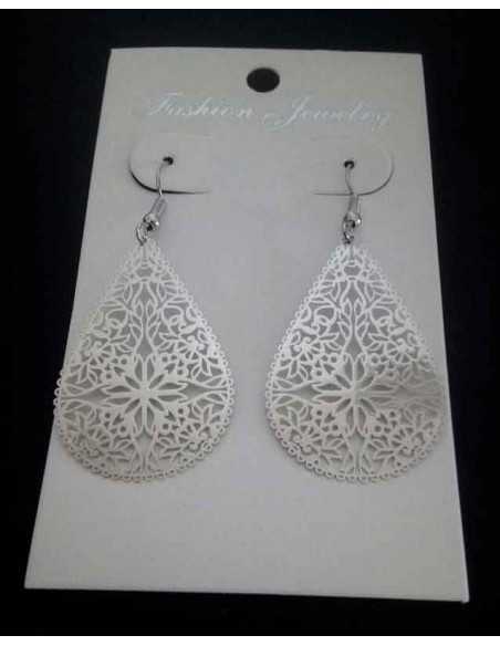 Boucles d'oreilles gouttes martelées motifs fleurs orientales