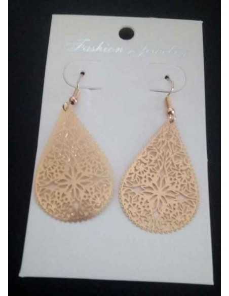 Boucles d'oreilles gouttes martelées motifs fleurs orientales