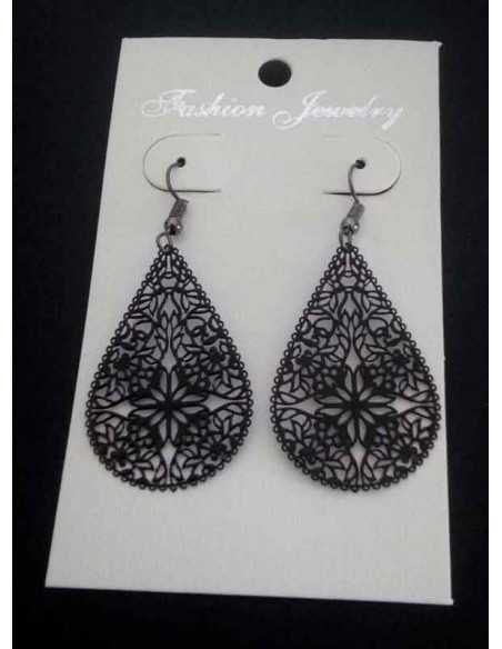 Boucles d'oreilles gouttes martelées motifs fleurs orientales