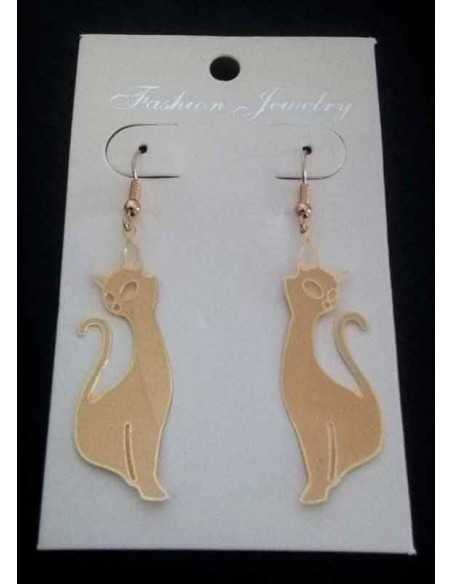 Boucles d'oreilles pendantes motif chat