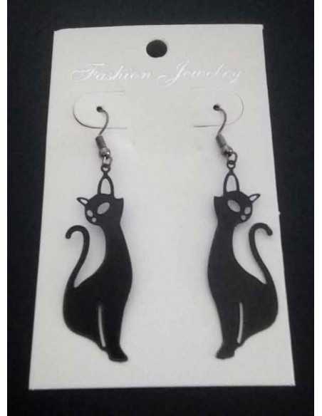 Boucles d'oreilles pendantes motif chat