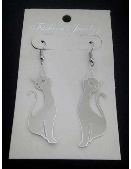 Boucles d'oreilles pendantes motif chat