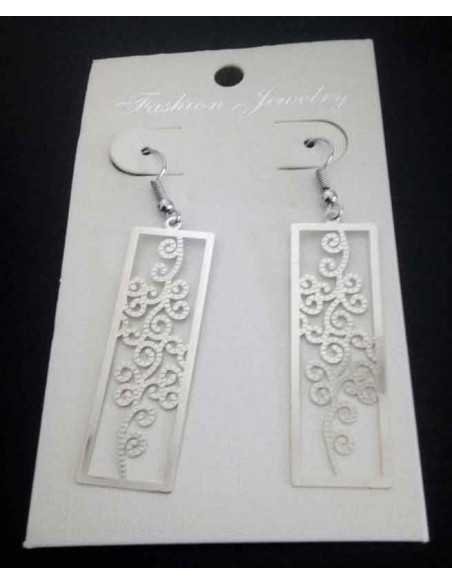 Boucles d'oreilles rectangles motif fleur