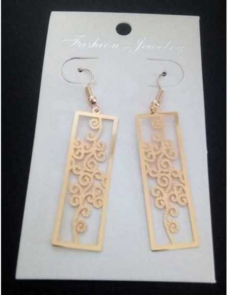 Boucles d'oreilles rectangles motif fleur