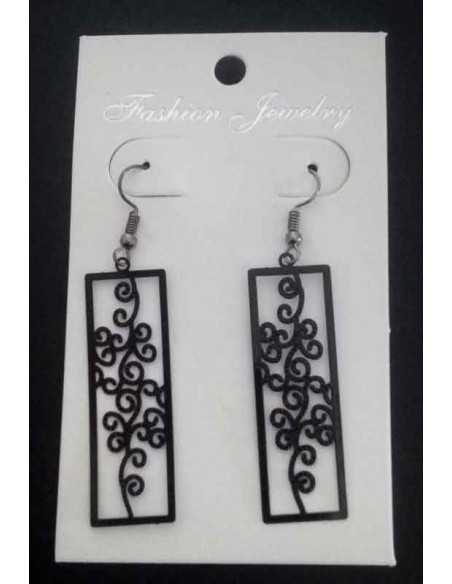 Boucles d'oreilles rectangles motif fleur