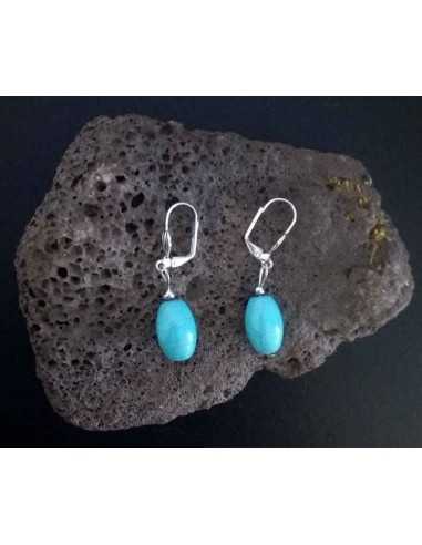 Boucles d'oreilles fantaisie turquoise reconstituée 1.5 cm