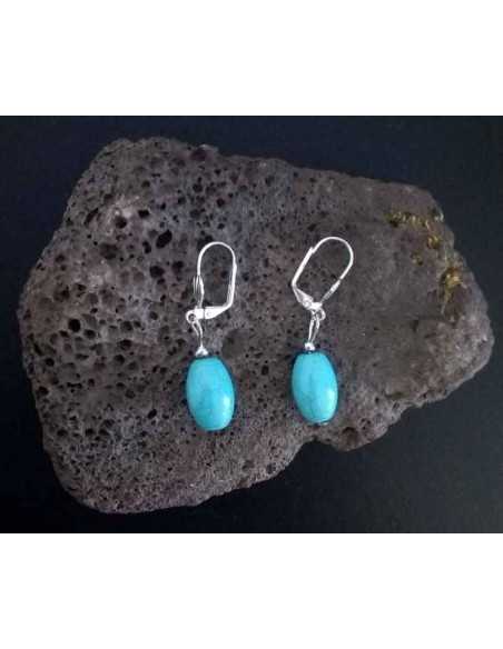 Boucles d'oreilles fantaisie turquoise reconstituée 1.5 cm