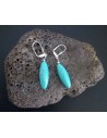 Boucles d'oreilles turquoises reconstituées perles tambour longues