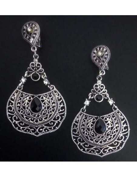 Boucles d'oreilles clips Hindies orientales en métal vieilli