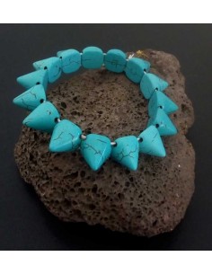 Bracelet turquoise de synthèse à perles pointues