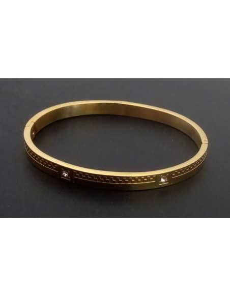 Bracelet acier inoxydable avec motifs et zircons cubiques