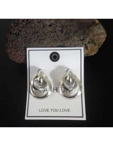 Boucles d'oreilles doubles anneaux design 3 cm