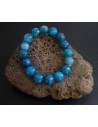 Bracelet agate bleue perles facettées 10 mm