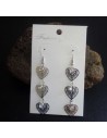 Boucles d'oreilles ligne de coeurs filigrane et strass 6 cm