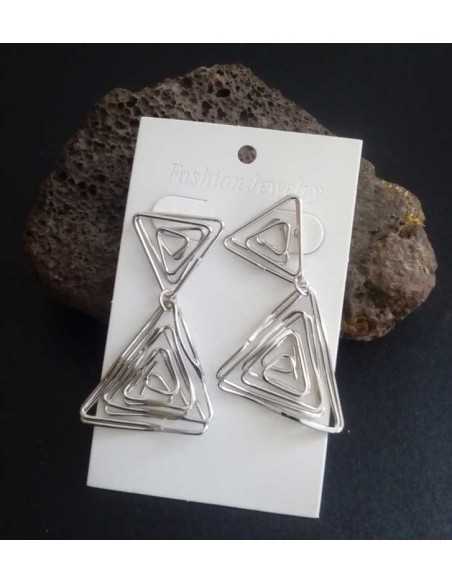 Boucles d'oreilles pendantes triangles effet spirales 5 cm