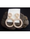 Créoles pendantes doubles anneaux perles 6 cm