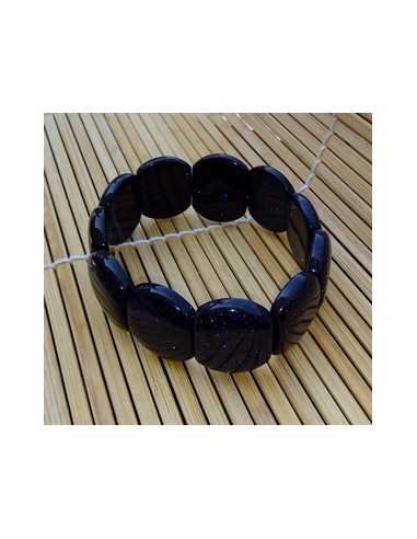 Bracelet ovale 2 cm pierre du soleil naturelle noire