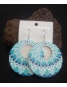 Boucles d'oreilles créoles fantaisie pvc bleue motif mandala