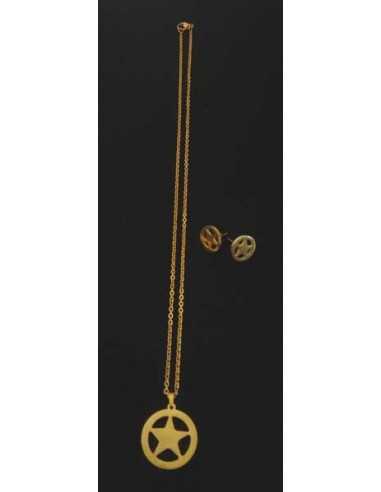 Parure acier étoile et boucles d'oreilles