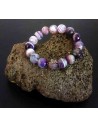 Bracelet agate violet pierres boules 12 mm